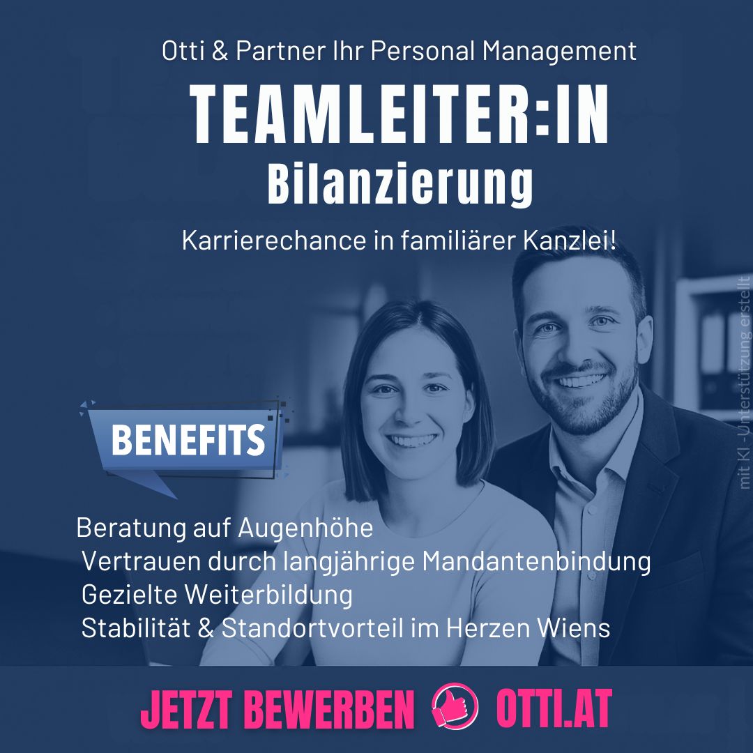 Teamleiterin Bilanzierung Top Job Otti At | Steuerberater & Wirtschaftstreuhänder | KARRIERE NEWS | OTTI.AT