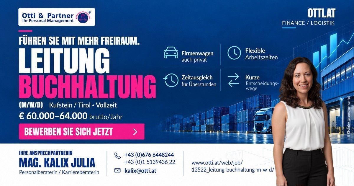 Leitung Buchhaltung Kufstein | Ihr Erfolg ist unser Ziel! | KARRIERE NEWS | OTTI.AT